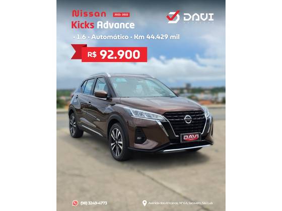 NISSAN KICKS 1.6 16V FLEXSTART ADVANCE XTRONIC NISSAN KICKS 1.6 16V FLEXSTART ADVANCE XTRONIC
